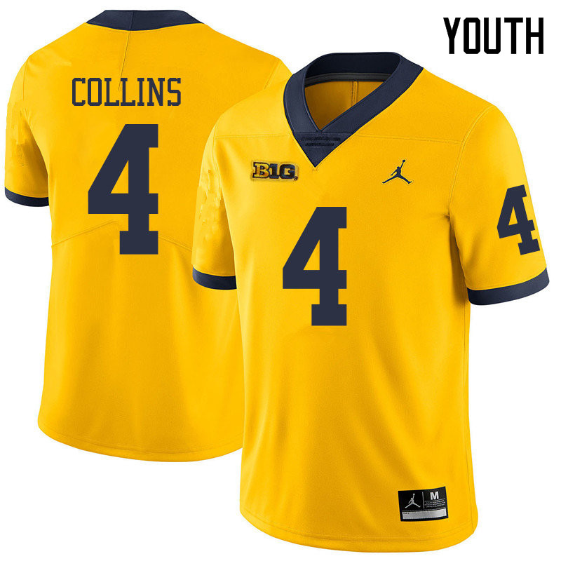 Jordan Brand Youth #4 Nico Collins Michigan Wolverines College Football Jerseys Sale-Yellow